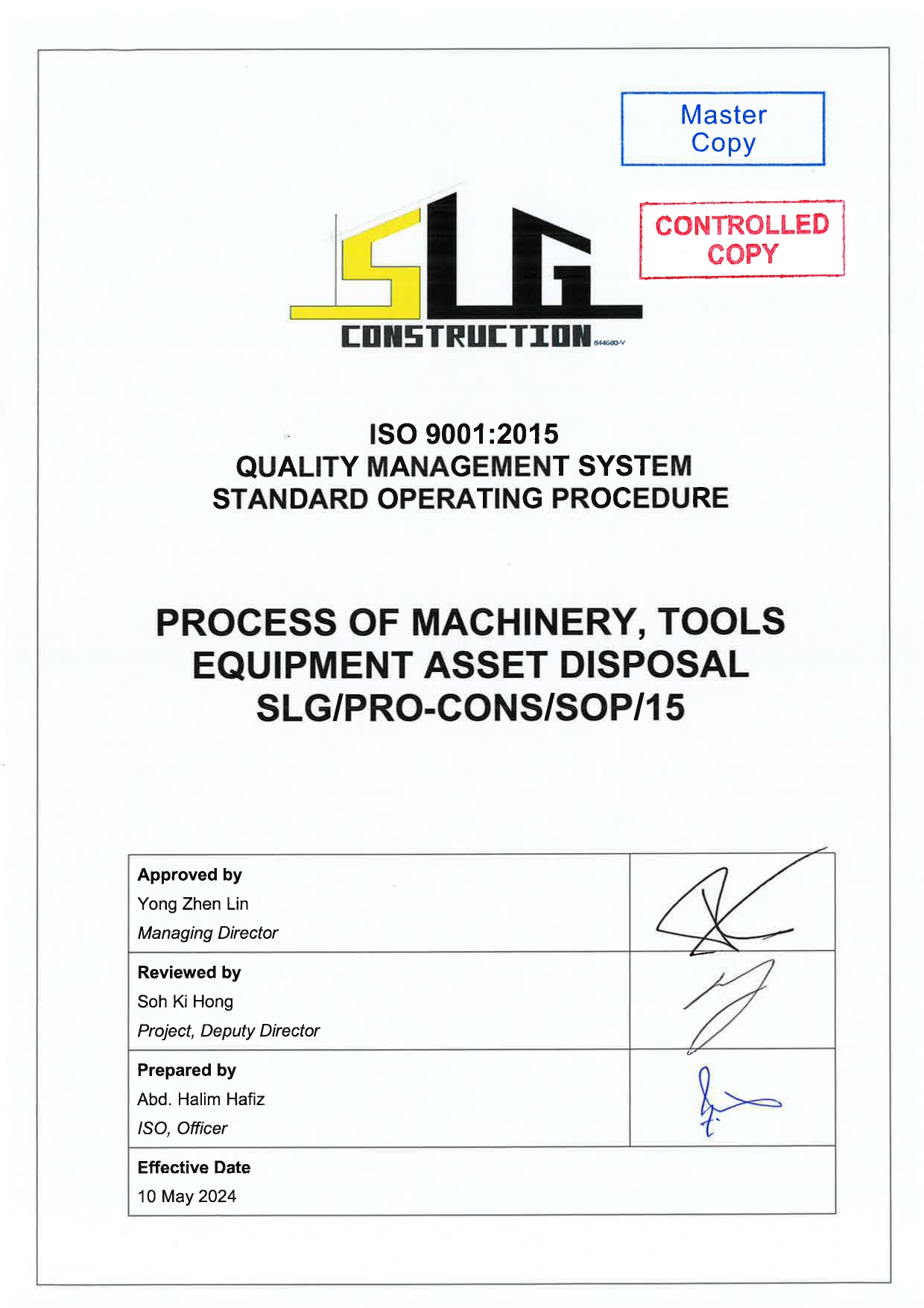 SLG-PRO-SOP Page 1